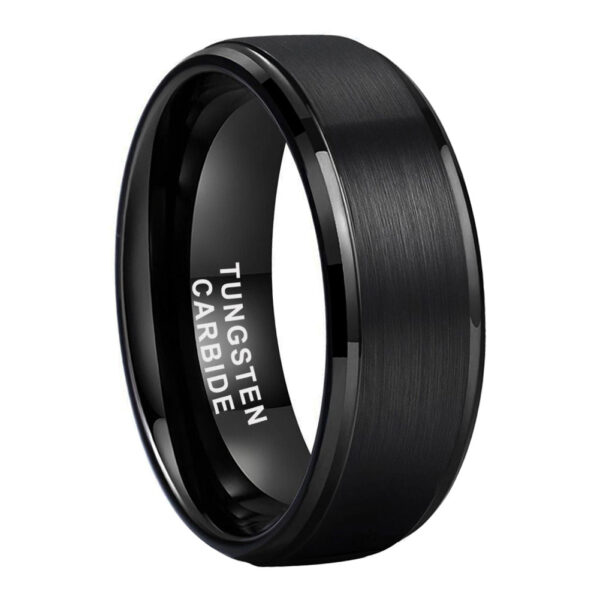 Tungsten Steel Black Plated Chamfered Step Sand Ring - Image 2