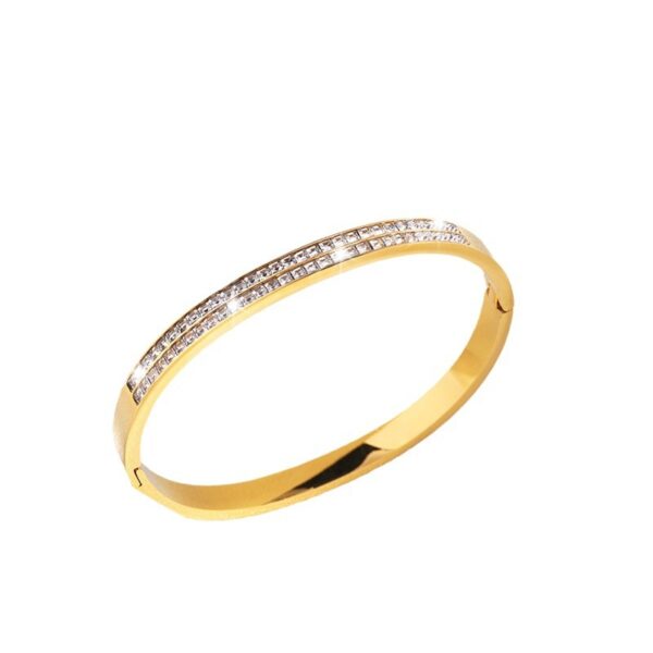 Stainless Steel Women's Starry Exquisite Double Row Diamond Bracelet - Image 5