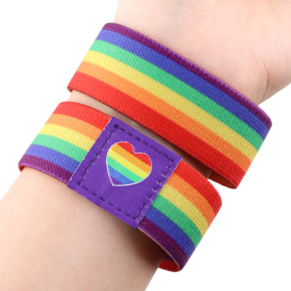 Athletic Wristguards Thermal Transfer Elastic Polyester Rainbow Stretch Wristband Wrist Strap - Image 6