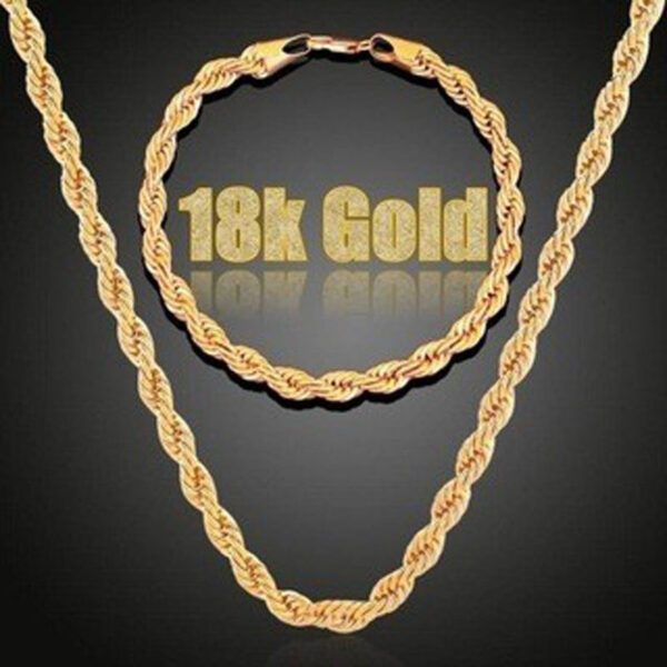 Men's Simplicity Gold Plated Twisted String Chain Suit - Image 8