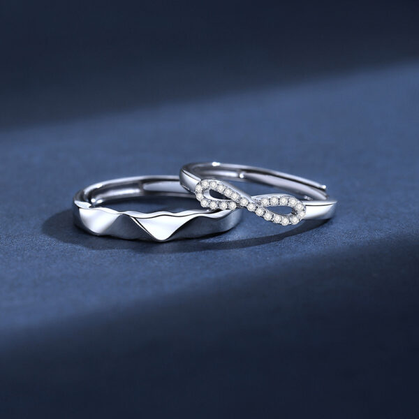 S925 Silver Love Endless Flow Couple Zircon Ring - Image 3