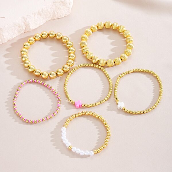 Women's Gold Beaded Fashion Stacking Bracelet Suit - Image 2