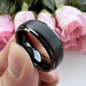 Tungsten Steel Black Plated Chamfered Step Sand Ring