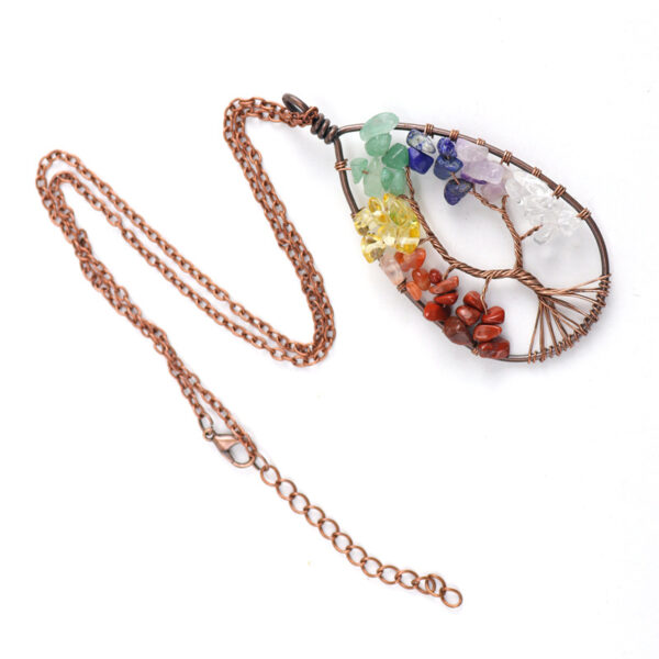 Ancient Red Copper Winding Natural Stone Crystal Necklace - Image 5