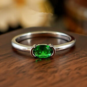 Minimalist Style Simple Bracelet Light Arm Artificial Cultivation Emerald Ring High Carbon Rhinestone Ring