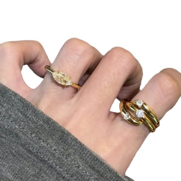 Unique Personality Dual-wear Wide Version Horse Eye Rhinestone Ring Female - Image 5