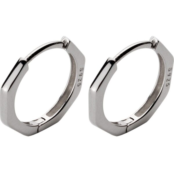 S925 Silver Octagon Ear Clip Black - Image 5