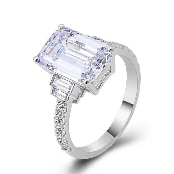 Simple Personality Square Inlaid Zircon Ring Women - Image 5