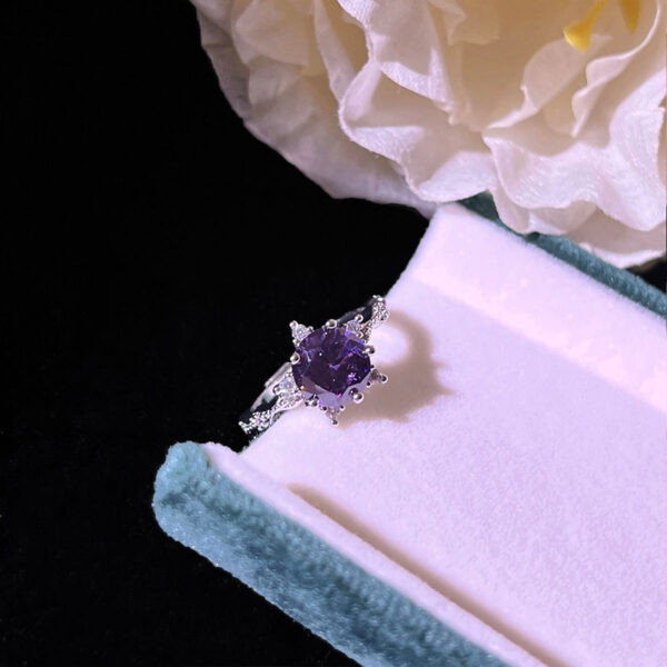 Amethyst Rings Pendants Stud Earrings Three-piece Set - Image 3