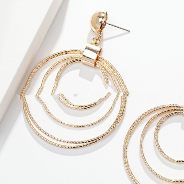 Fashion Simple Geometric Shape Multiple Hollow Concentric Circle Design Special Interest Earrings - Image 2