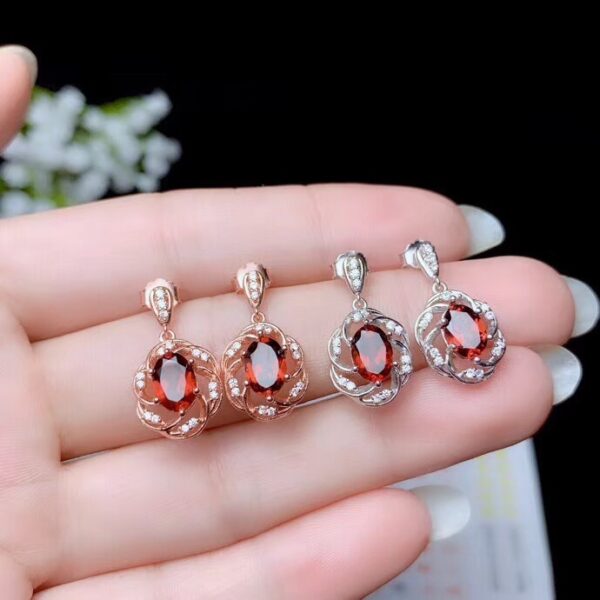 Ring Necklace Ear Stud Luxury Colored Gems Suit - Image 5