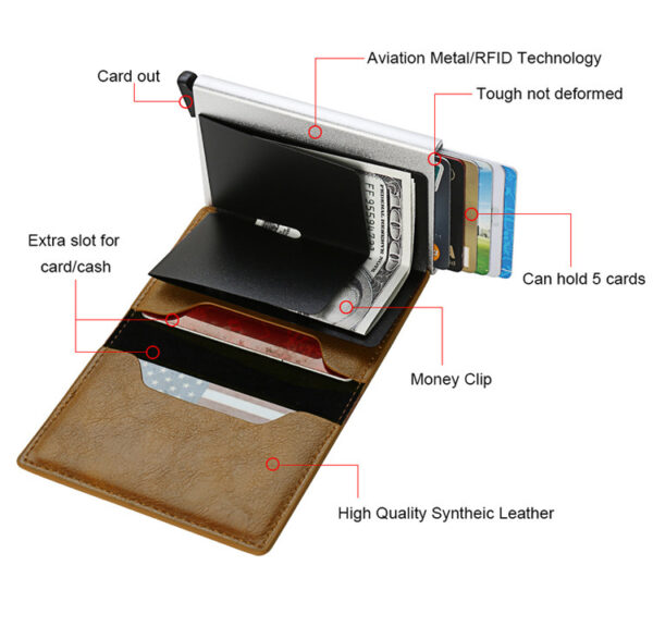 Multifunctional Card Holder Airtag Men's Short Card Holder Wallet Air Tag - Image 5