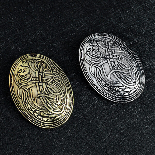 Nordic Vikings Wolf Pattern Herringbone Pattern Brooch - Image 4