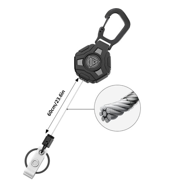 Polygon Climbing Button Carabiner Retractable Key Ring - Image 4