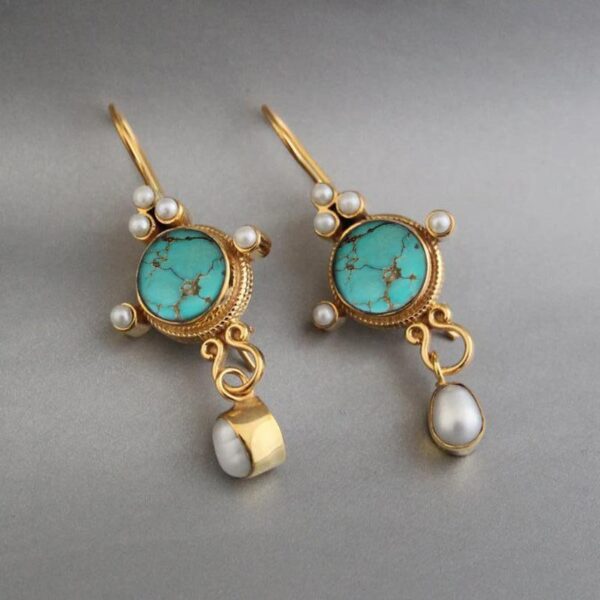 Alloy Inlaid Pearl Personalized Eardrops Ornament - Image 4
