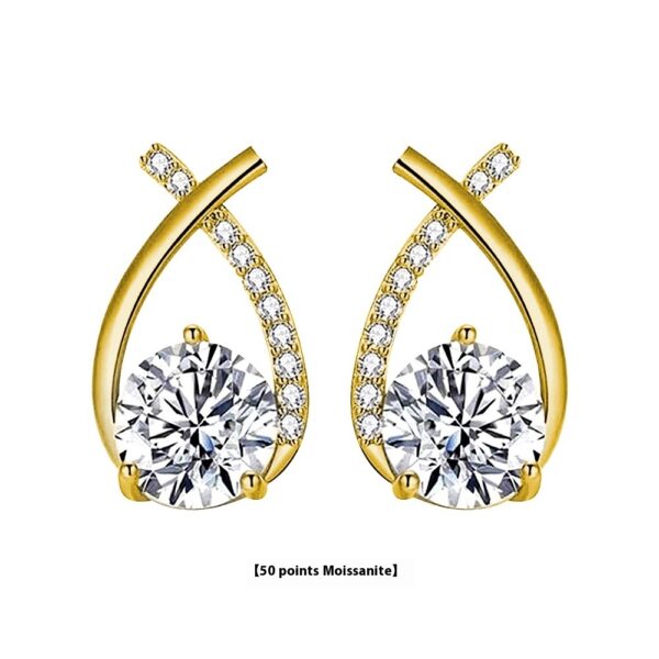 Moissanite 925 Sterling Silver Fishtail Cross Stud Earrings - Image 7