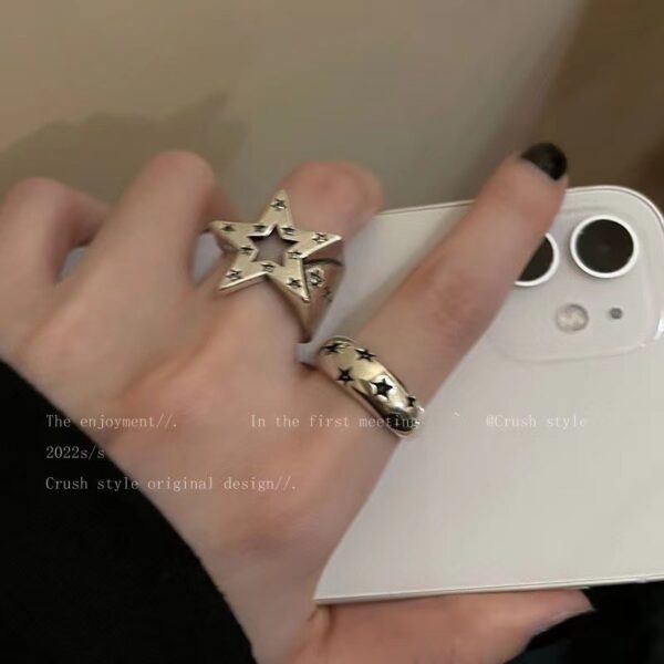 Distressed Retro Pentagram Ring - Image 3