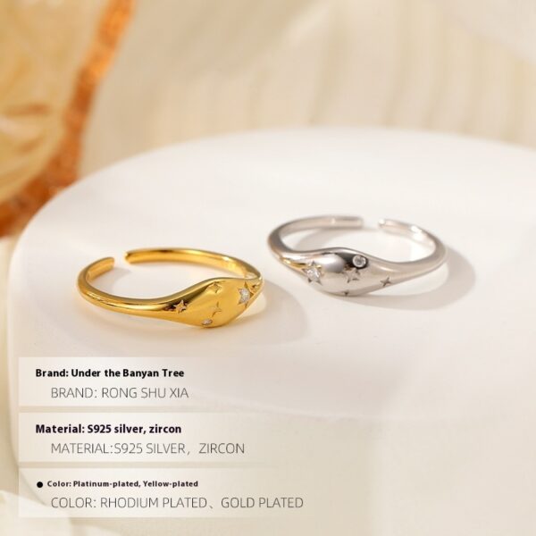 S925 Silver Simple Ring Female Special-interest Design French Oval XINGX Forefinger Ring - Image 4