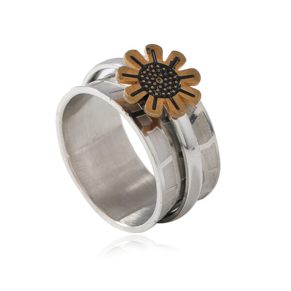 Fashion Stainless Steel Creative Rotatable Flower Ring - Image 5