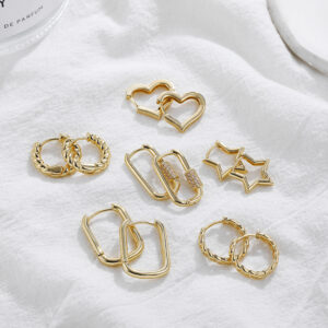 Women's Simple Hollow Pentagram Love Square Twist Earrings