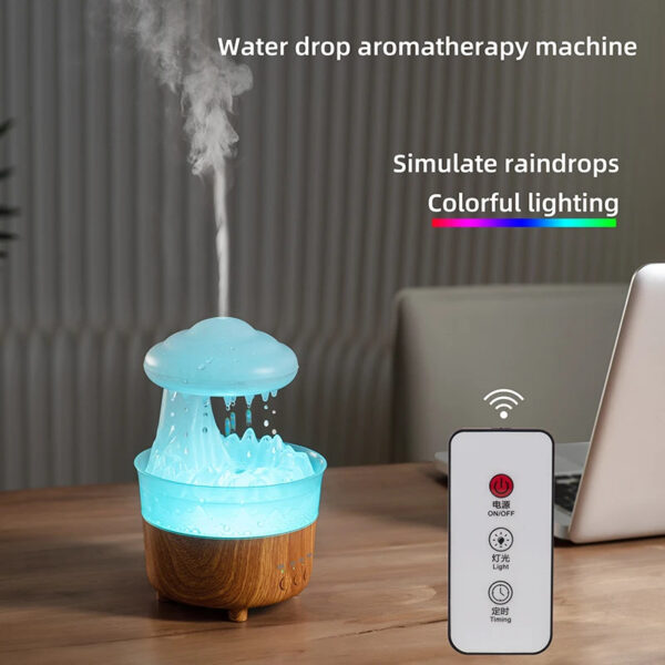 Rain Cloud Night Light Humidifier With Raining Water Drop Sound And 7 Color Led Light Essential Oil Diffuser Aromatherapy - Image 2