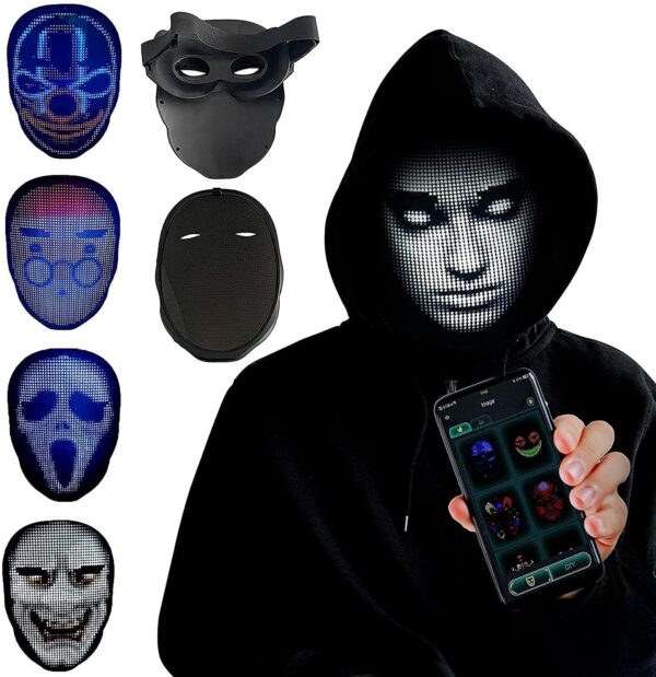 Halloween Face Masks Full Color LED Luminous Mask Face Changing Mask Party Bar Props - Image 2