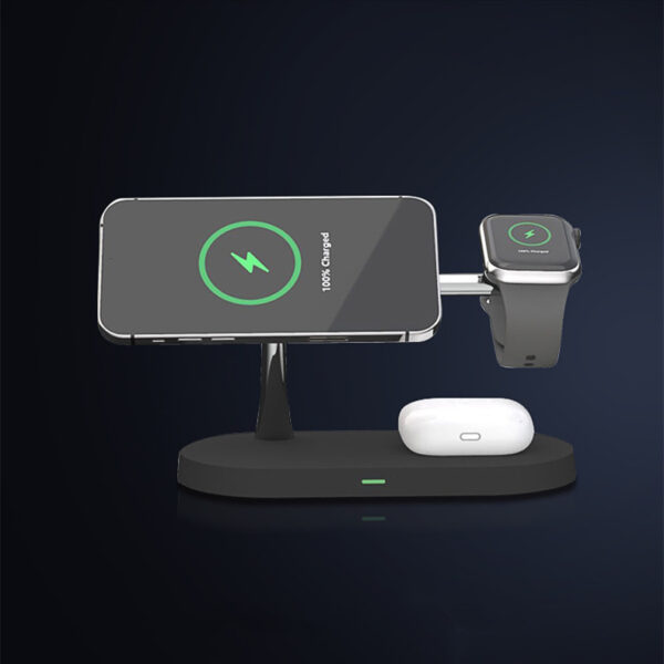 Multifunctional Five-In-One Magnetic Wireless Charging Watch Headset Desktop Mobile Phone Holder Charger 15W Fast Charge - Image 5