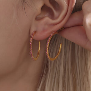 French Exquisite INS Titanium Steel Zircon Inlaid Earrings Fashionable