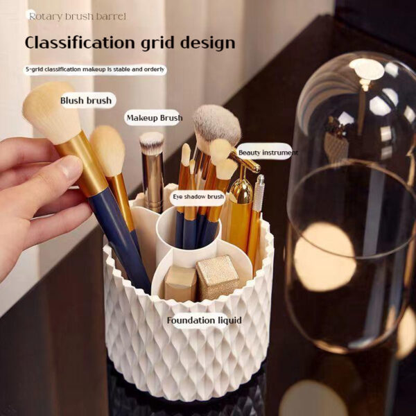 360 Rotating Large Capacity Transparent Makeup Brush Storage Pen Holder Acrylic Dust With Lid Desktop Cosmetic Storage Box - Image 5