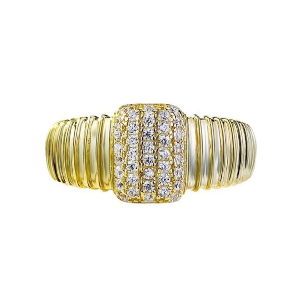 S925 Silver Striped Retro French Satin Ring - Image 5