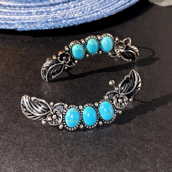 Turquoise Retro Earrings Ear Clip - Image 2