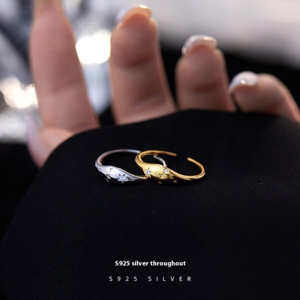 S925 Silver Simple Ring Female Special-interest Design French Oval XINGX Forefinger Ring - Image 2