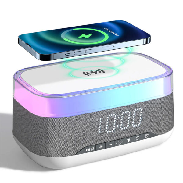 Intelligent Multifunctional Alarm Clock Bluetooth Speaker Wireless Charger Fast Charge Clock Atmosphere Night Light Home Decor - Image 8