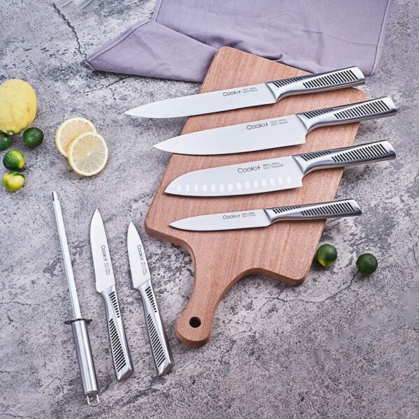 Kitchen Knife Set, 15 Piece Knife Sets with Block, Chef Knives with Non-Slip German Stainless Steel Hollow Handle Cutlery Set with Multifunctional Scissors Knife Sharpener  Amazon Platform Banned - Image 7