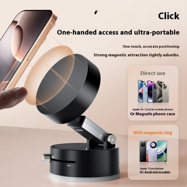 Foldable Magnetic Vacuum Car Phone Holder Foldable Suction Cup With Suction Cup Hands-Free Navigation For Smart Phone - Image 4