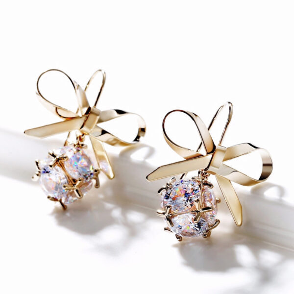 Korean Earrings Female Graceful Bow Short Earrings - Image 4