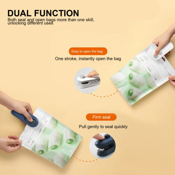 Chip Bag Sea Vacuum Sealing Machine Handheld Heat Vacumn Sealer Portable Heat Sealer USB Rechargeable For Food Storage Clip Bag Kitchen Gadgets - Image 2