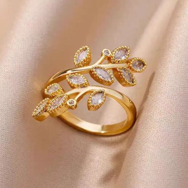 Leaves Open Ring Female Light Luxury Temperament High Sense - Image 2