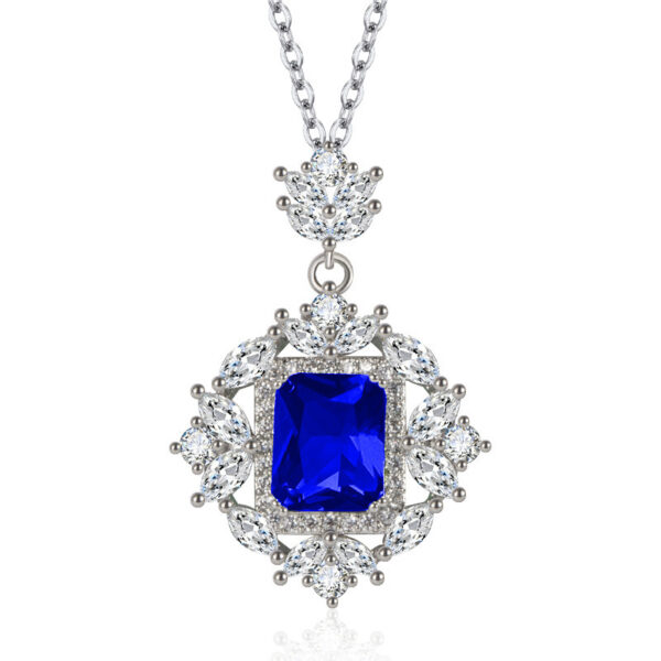 Flower-shaped Inlaid Colored Gems Rectangular Rhinestone Crystal Zirconium Hanging Pendant - Image 4
