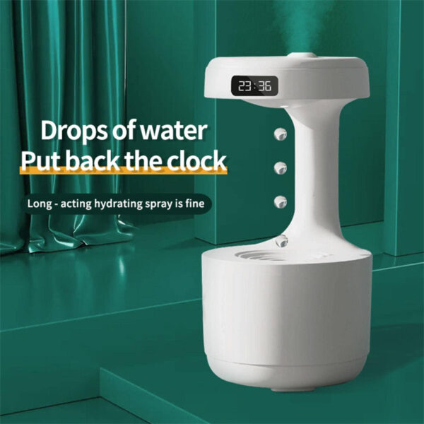 Bedroom Anti-Gravity Humidifier With Clock Water Drop Backflow Aroma Diffuser Large Capacity Office Bedroom Mute Heavy Fog Household Sprayer - Image 3