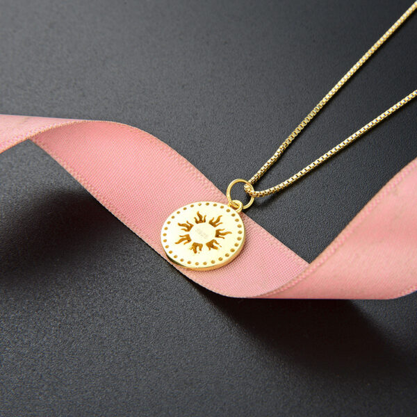 Sun Fire Round Clavicle Chain Necklace Female S925 Sterling Silver - Image 4