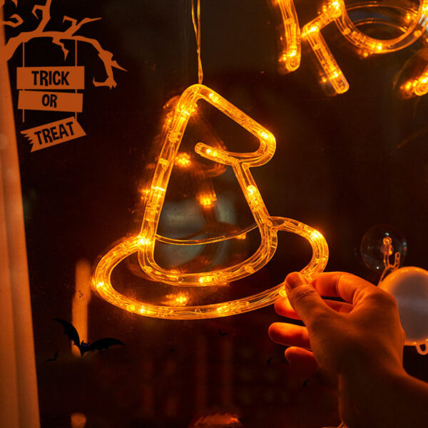 Halloween Window Hanging LED Lights Spider Pumpkin Hanging Ghost Horror Atmosphere Lights Holiday Party Decorative Lights Home Decor - Image 8