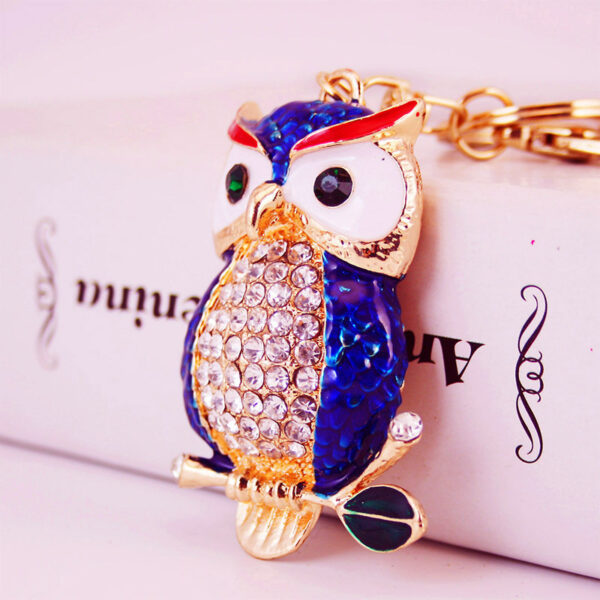 Creative Cartoon Diamond Inlaid Owl Car Keychain Pendant - Image 4