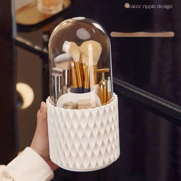 360 Rotating Large Capacity Transparent Makeup Brush Storage Pen Holder Acrylic Dust With Lid Desktop Cosmetic Storage Box - Image 9