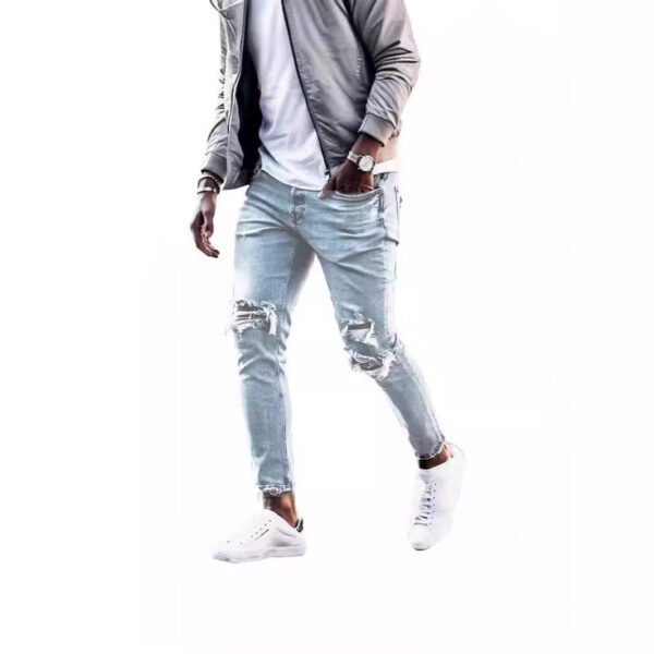 Fashion Wash Jeans Men's Ripped - Image 5