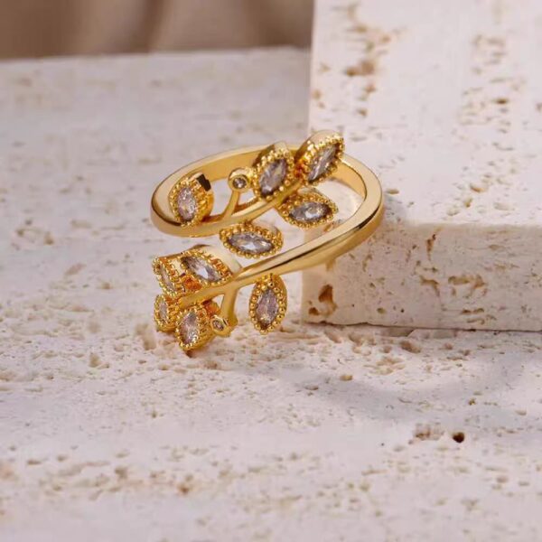 Leaves Open Ring Female Light Luxury Temperament High Sense - Image 6