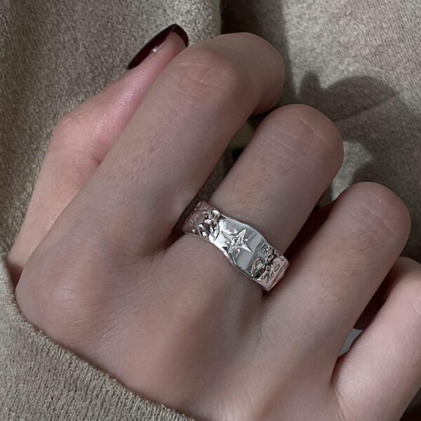 Brushed Plain Female Irregular Index Finger Ring