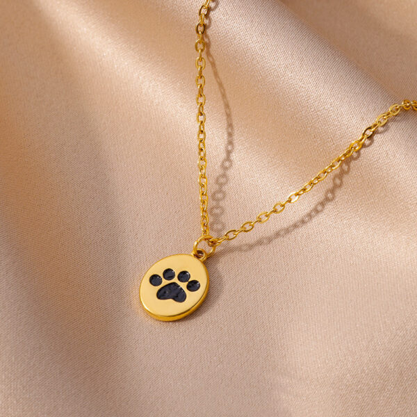 Cat Foot Print Necklace Stainless Steel Light Luxury Minority Design Sense - Image 3