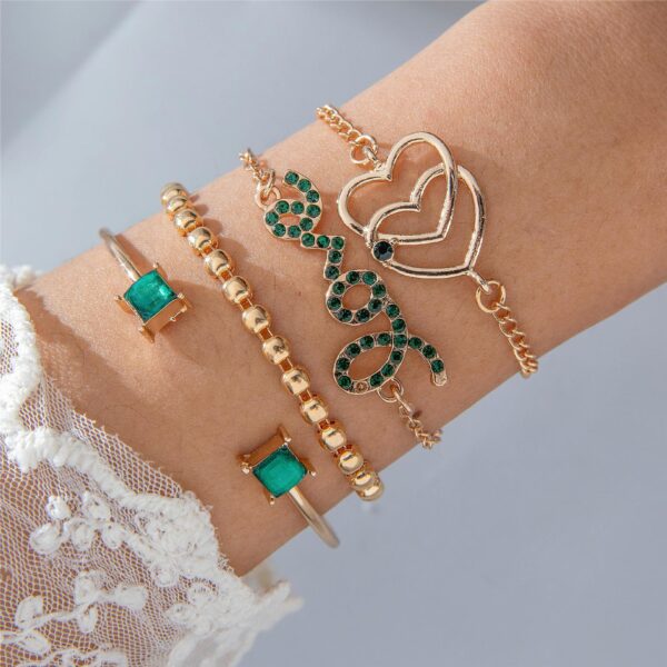 Fashion Special Diamond Jade Bracelet Suit - Image 3