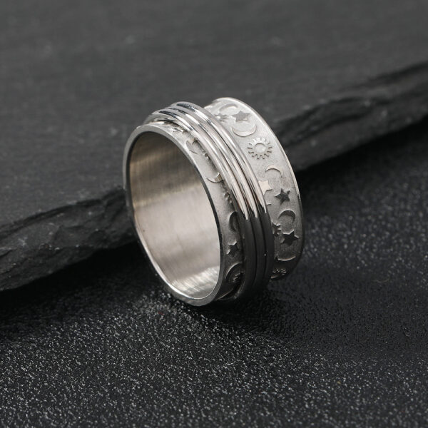 Fashion Stainless Steel Creative Rotatable Flower Ring - Image 2